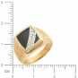Кольцо с 1 ониксом, 12 фианитами из комбинированного золота 
