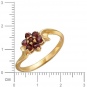 Кольцо Цветок с 7 родолитами из красного золота 