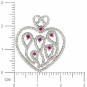 Подвеска Сердце с 169 бриллиантами, 6 рубинами из белого золота 750 пробы