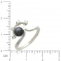 Кольцо с 1 черным жемчугом, 4 фианитами из серебра 925 пробы