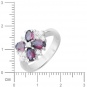 Кольцо Цветок с родолитом, фианитами из серебра