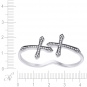 Кольцо Кресты на два пальца с фианитами из серебра