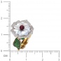 Кольцо Цветок с россыпью цветных и драгоценных камней из комбинированного