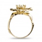 Кольцо Цветок с 1 бриллиантом из жёлтого золота 750 пробы