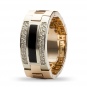 Кольцо Звенья цепи с 20 бриллиантами, 1 ониксом из комбинированного золота 