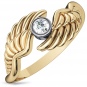 Кольцо Крылья с бриллиантом из желтого золота