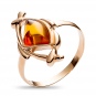 Кольцо с янтарем из красного золота 