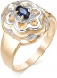 Кольцо Цветок с сапфиром и бриллиантами из красного золота