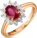 Кольцо с рубином и бриллиантами из красного золота (арт. 2003839)
