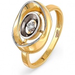 Кольцо с 1 бриллиантом из жёлтого золота (арт. 2043676)
