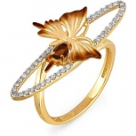 Кольцо Бабочка с раухтопазом и бриллиантами из жёлтого золота (арт. 2044209)
