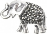 Брошь Слоник с марказитами из серебра (арт. 2145297)