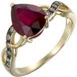 Кольцо с рубином и бриллиантами из жёлтого золота (арт. 2150043)