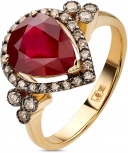 Кольцо с рубином и бриллиантами из жёлтого золота (арт. 2150823)