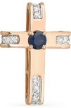 Крестик с сапфиром и бриллиантами из красного золота (арт. 2160039)