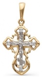Крестик с 4 бриллиантами из красного золота (арт. 2160063)