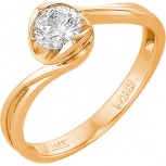 Кольцо с 1 бриллиантом из красного золота (арт. 2160190)