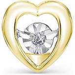 Подвеска Сердце с 1 бриллиантом из жёлтого золота (арт. 2160318)