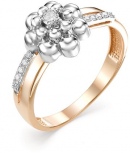 Кольцо Цветок с 11 бриллиантами из красного золота
