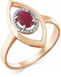 Кольцо с рубином и бриллиантами из красного золота (арт. 2162104)