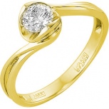 Кольцо с 1 бриллиантом из жёлтого золота (арт. 2162529)