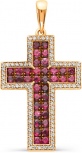 Крестик с рубинами и бриллиантами из красного золота (арт. 2163610)