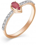 Кольцо с рубином и бриллиантами из красного золота (арт. 2163689)