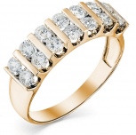 Кольцо с 14 бриллиантами из красного золота