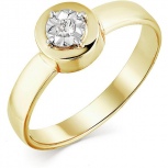 Кольцо с 1 бриллиантом из комбинированного золота