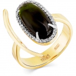 Кольцо с турмалином и бриллиантами из жёлтого золота (арт. 2167552)