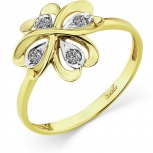 Кольцо Цветок с 4 бриллиантами из жёлтого золота (арт. 2168851)