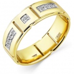 Кольцо с 9 бриллиантами из жёлтого золота (арт. 2169580)