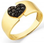 Кольцо Сердечко с 14 бриллиантами из жёлтого золота (арт. 2169737)
