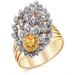 Кольцо с бриллиантами и сапфиром из жёлтого золота (арт. 2169859)