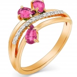 Кольцо с рубинами и бриллиантами из красного золота (арт. 2169861)