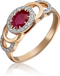 Кольцо с рубином и бриллиантами из красного золота (арт. 2219979)
