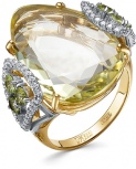 Кольцо с кварцем, хризобериллами и бриллиантами из жёлтого золота (арт. 2260171)