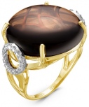 Кольцо с кварцем и бриллиантами из жёлтого золота (арт. 2260233)