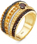 Кольцо с россыпью цветных и драгоценных камней из жёлтого золота (арт. 2260376)
