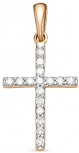 Крестик с 16 бриллиантами из красного золота (арт. 2270411)