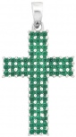Крестик с изумрудами и фианитами из серебра (арт. 2391634)