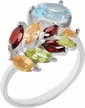 Кольцо с россыпью цветных камней из серебра (арт. 2393843)