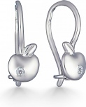 Серьги Яблочки с 2 фианитами из серебра (арт. 2410926)