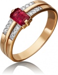 Кольцо с рубином и бриллиантами из красного золота (арт. 2440103)