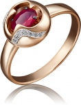Кольцо с рубином и бриллиантами из красного золота (арт. 2440651)