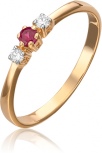 Кольцо с рубином и бриллиантами из красного золота (арт. 2441573)