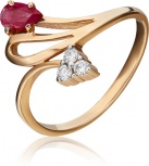 Кольцо с рубином и бриллиантами из красного золота (арт. 2441741)