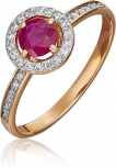 Кольцо с рубином и бриллиантами из красного золота (арт. 2442014)
