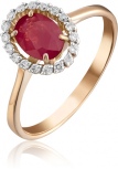 Кольцо с рубином и бриллиантами из красного золота (арт. 2442059)