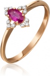 Кольцо с рубином и бриллиантами из красного золота (арт. 2442122)